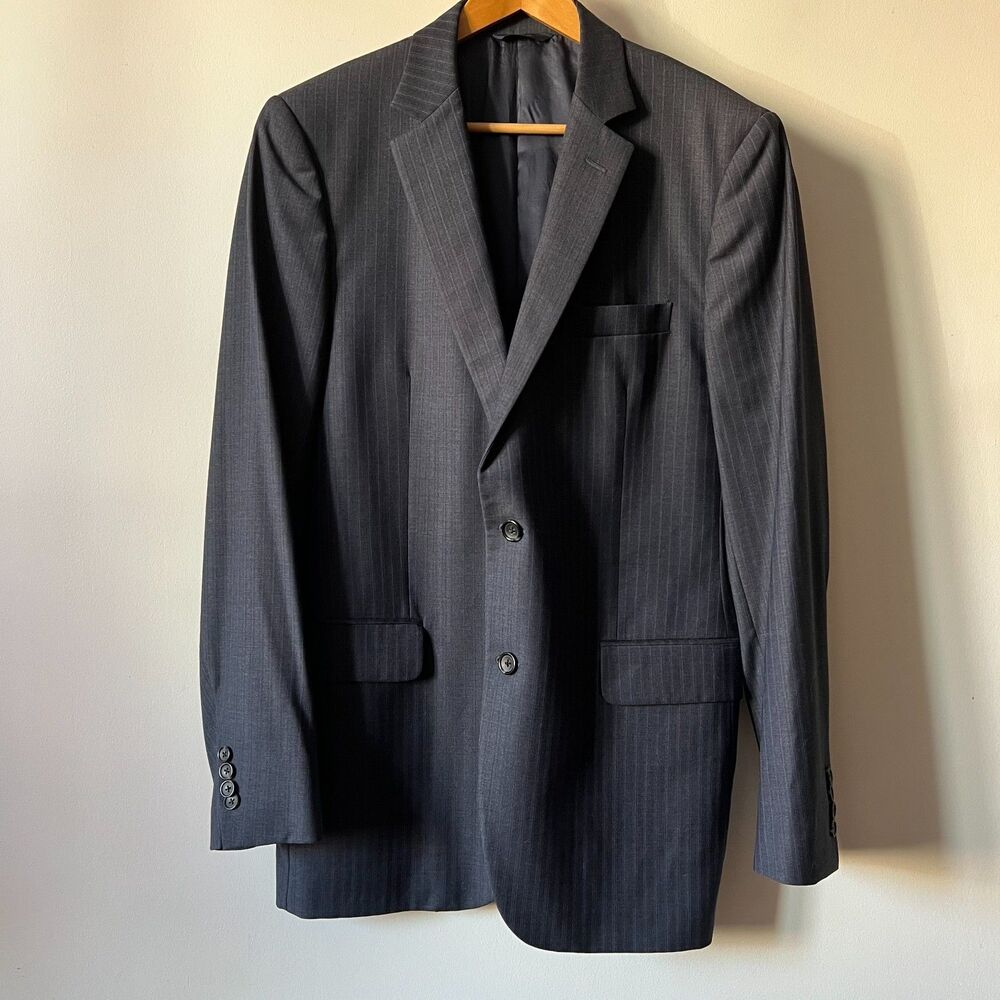 Brooks Brothers 1818 Fitzgerald Reda Wool Blue Pinstripe Blazer Jacket 42L Italy